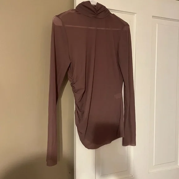 Mauve Zara mock neck layering sheer shirt. Small imperfection see pictures. - Picture 5 of 5